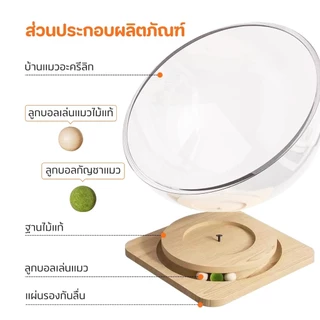 🐱2in1 รังแมวแคปซูลอวกาศ ของเล่นแมว ม้าหมุนครอกแมว บ้านแมว หลุมอวกาศ ที่นอนอวกาศ จานเสียงไม้เนื้อแข็งอะคริลิค