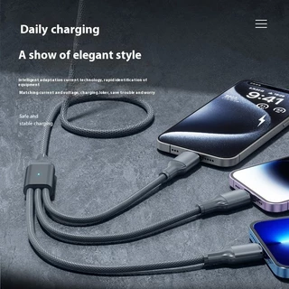 Taokinall สายชาร์จ 100W Fsat Charger Micro USB Type C 3 in 1 สายชาร์จข้อมูลชาร์จเร็ว สำหรับ Android / Micro/IP