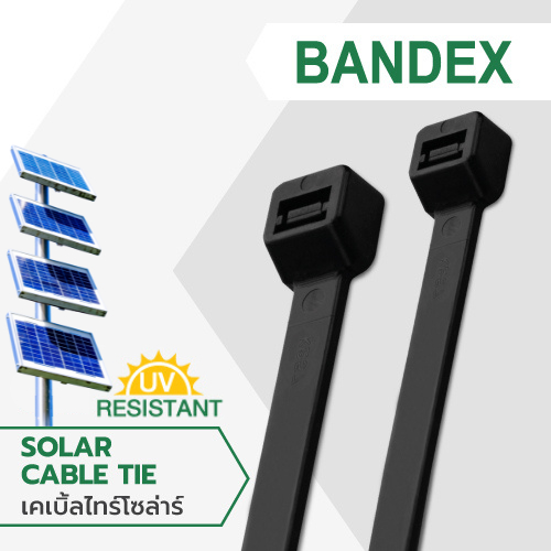 Bandex เคเบิ้ลไทร์ สำหรับงานโซลาร์เซลล์ Solar Cable Tie ขนาด 4 นิ้ว, 6 นิ้ว, 8 นิ้ว 1 ถุง 100 เส้น