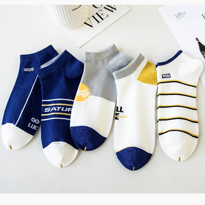 ถุงเท้าผู้ชายข้อสั้น  ถุงเท้าแฟชั่นเกาหลี (5ลาย/10คู่) เนื้อผ้านุ่มงานถักอย่างดี NO.B142/STAX - รูปที่ 3