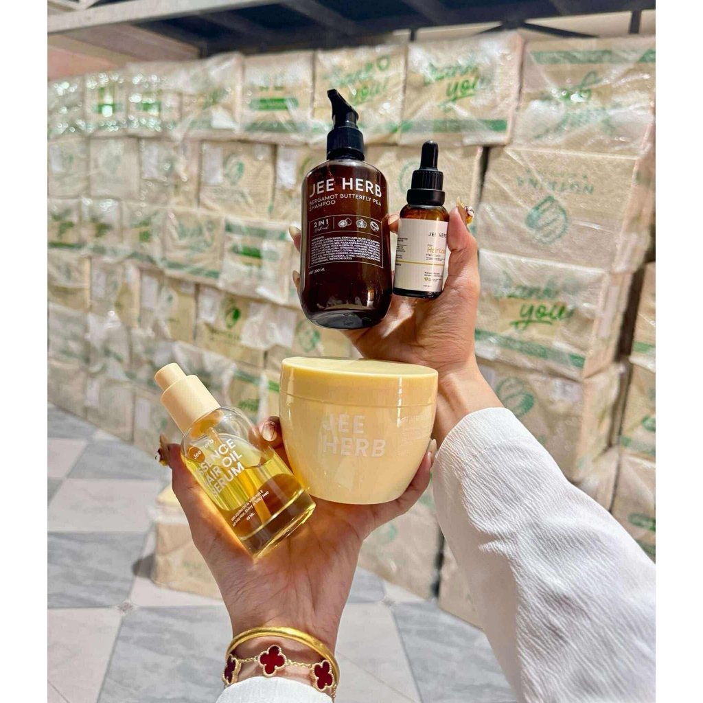 JEE HERB แชมพู แฮร์โทนิค แฮร์มาส์ก แฮร์ออยล์ จีเฮิร์บ แชมพูสมุนไพร มะกรูดอัญชัน ลดผมร่วง คันศรีษะ ผมนุ่มลื่น  ของแท้100%