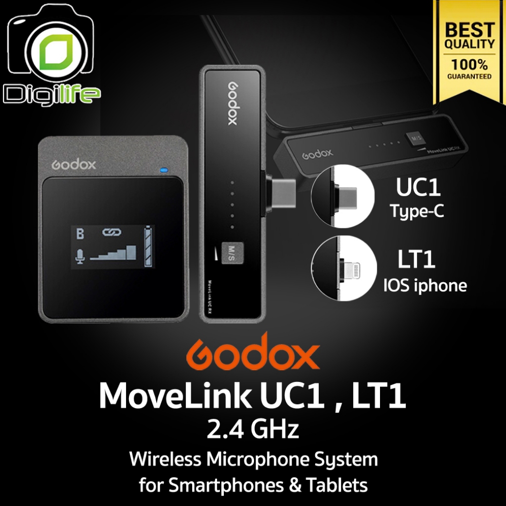 ลดล้างสต๊อก - Godox Microphone MoveLink UC1, LT1 สำหรับ Smartphones & Tablets ,Wireless Microphone 2.4GHz / Digilife