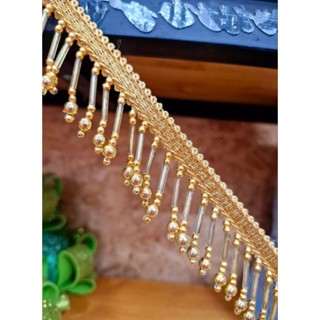 1หลา-1เมตรเทปทองตกแต่ง แถบอินเดียตกแต่ง ลูกไม้ชายครุย ชายครุ…