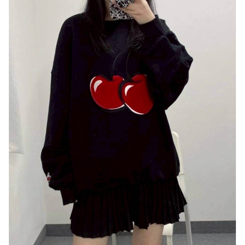 #พร้อมส่ง #KIRSH 🍒BIG #CHERRY #SWEATSHIRT Black  ‘ white