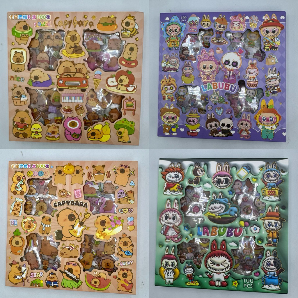 สติ๊กเกอร์ 96แผ่นไม่ซ้ำลาย พร้อมกล่อง Sticker PVC น่ารักกันน้ำ สําหรับตกแต่ง สติ๊กเกอร์ไดคัท