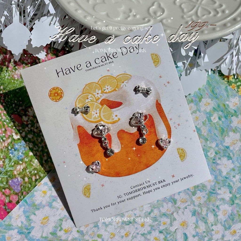 🎂🍋🍸✨ Have a cake day earring set(lemoncake)✨🍋🍸🎂S022-B