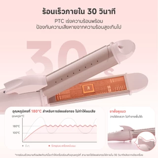 Simplus เครื่องม้วนผม 30 มม. 2-in-1 ม้วนตรง+ลอน แผ่นเซรามิก ระบายอากาศ ใช้ได้ผมเปียก-แห้ง JFBA012