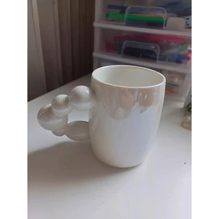 【พร้อมส่งในไทย】แก้วน้ำเซรามิ สีขาวมุก ins สำหรับร้านกาแฟถ่ายรูป สีสวย white cup