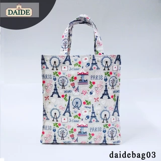 Daide กระเป๋าผ้าเคลือบ กว้าง 11นิ้ว สูง 12.5นิ้ว หนา 5นิ้ว ทรงตั้ง ใส่กระดาษA4ได้พอดี