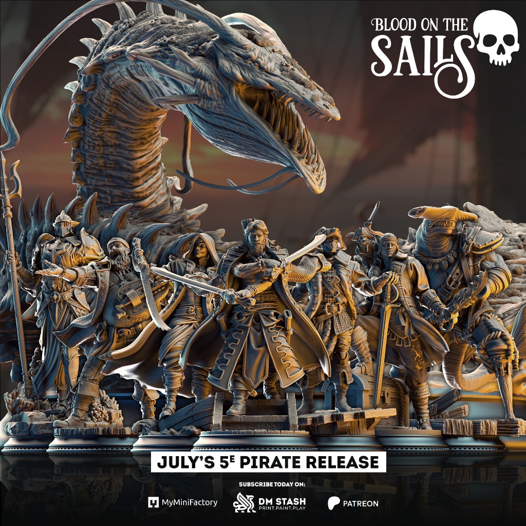 DnD Miniature I Blood on the Sails Iโมเดลบอร์ดเกม (งานเรซิ่นยังไม่ลงสี) ฐาน 1 นิ้ว