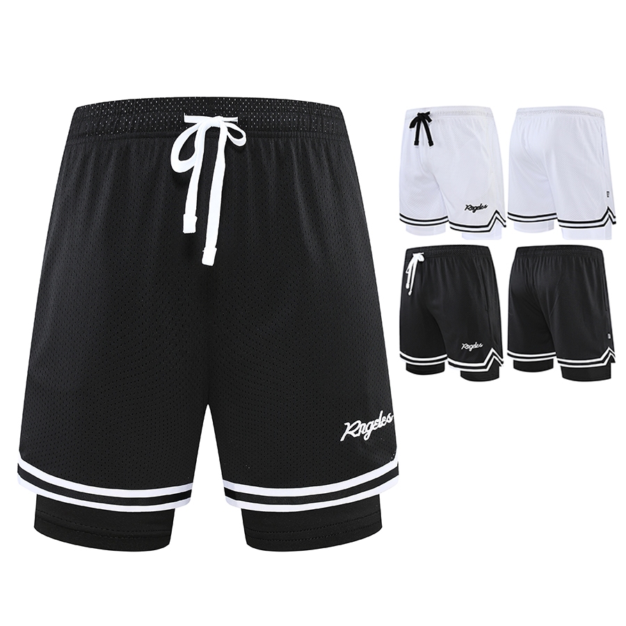 mvp sport กางเกงขาสั้น 2-in-1 สำหรับผู้ชาย กางเกงวอร์มมีกระเป๋าข้าง 2 ข้าง