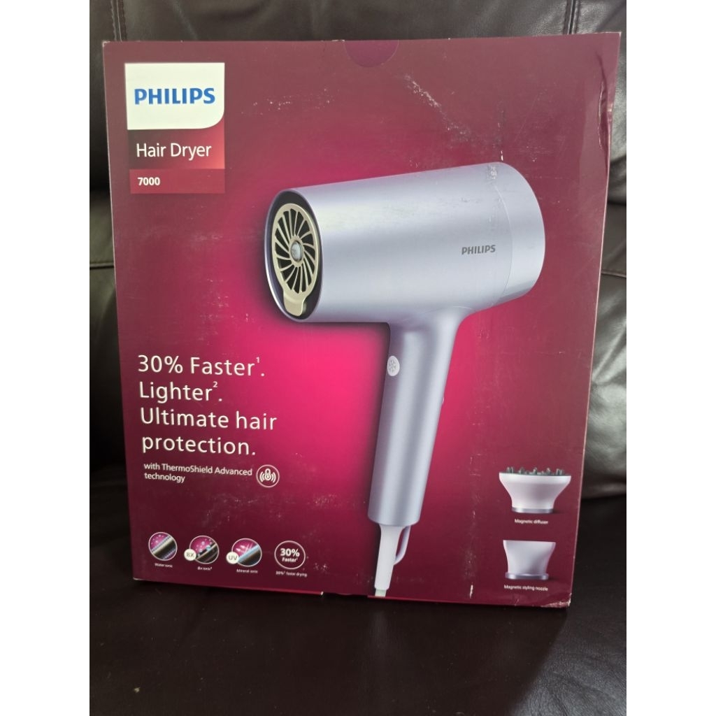 มือ 1 : Phillips ไดร์เป่าผม Thermo Shield Advanced รุ่น BHD720/10 สีม่วง