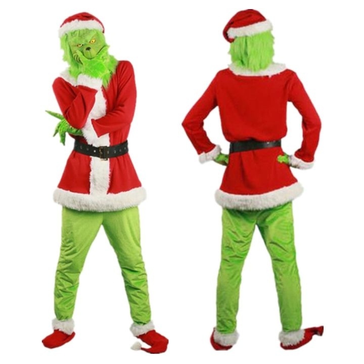 ชุดคอสเพลย์วันคริสต์มาส คองตูม Halloween cosplay costume Santa Claus Grinch Green Haired Monster Gri
