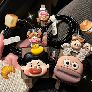 For เคสป้องกันเครื่องชาร์จ iPhone PD 20W 18W เชือกป้องกันสายเคเบิลข้อมูล 20W+สายชาร์จเชือกป้องกัน เคสชาร์จ