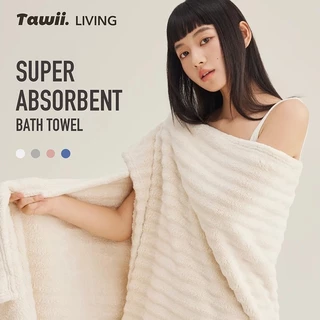 Tawii. ผ้าเช็ดตัว 70*140cm ขนาดใหญ่ ผ้าขนหนู พันทั้งตัว ขนแกะปะการัง แห้งไว ซับน้ำดีขนไม่หลุด