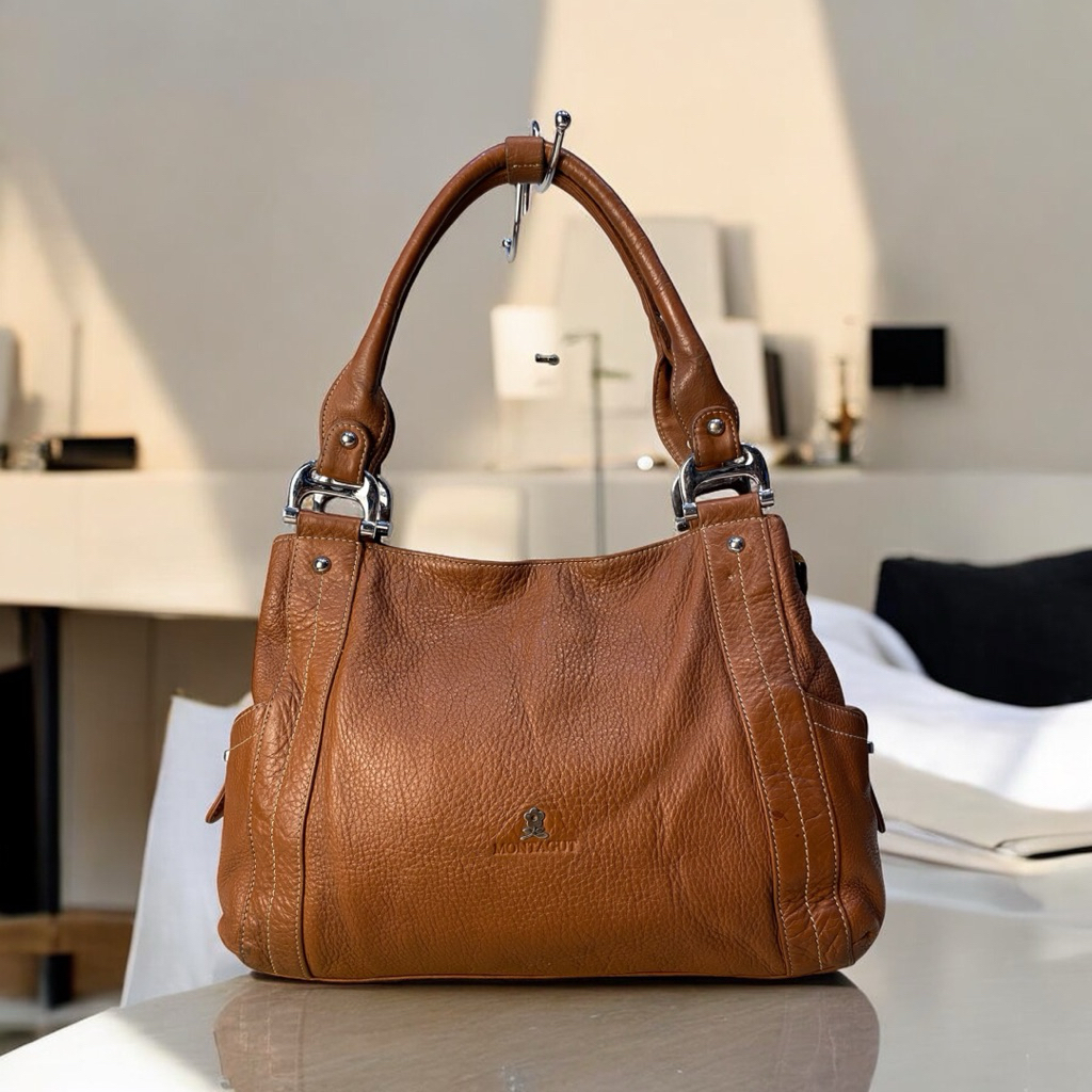 กระเป๋าหนังแท้วินเทจ montagut paris แบรนด์แท้มือสองนำเข้า