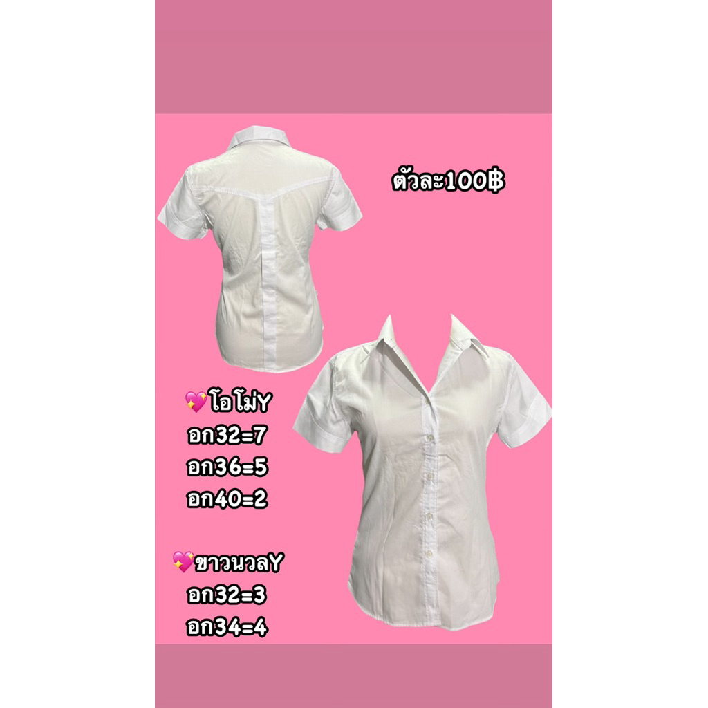 ✅ราคาโรงงานถูกสุดในย่านนี้/เสื้อนักศึกษามือ☝🏻โอโม่/นวล ส่งฟรีส่งไว