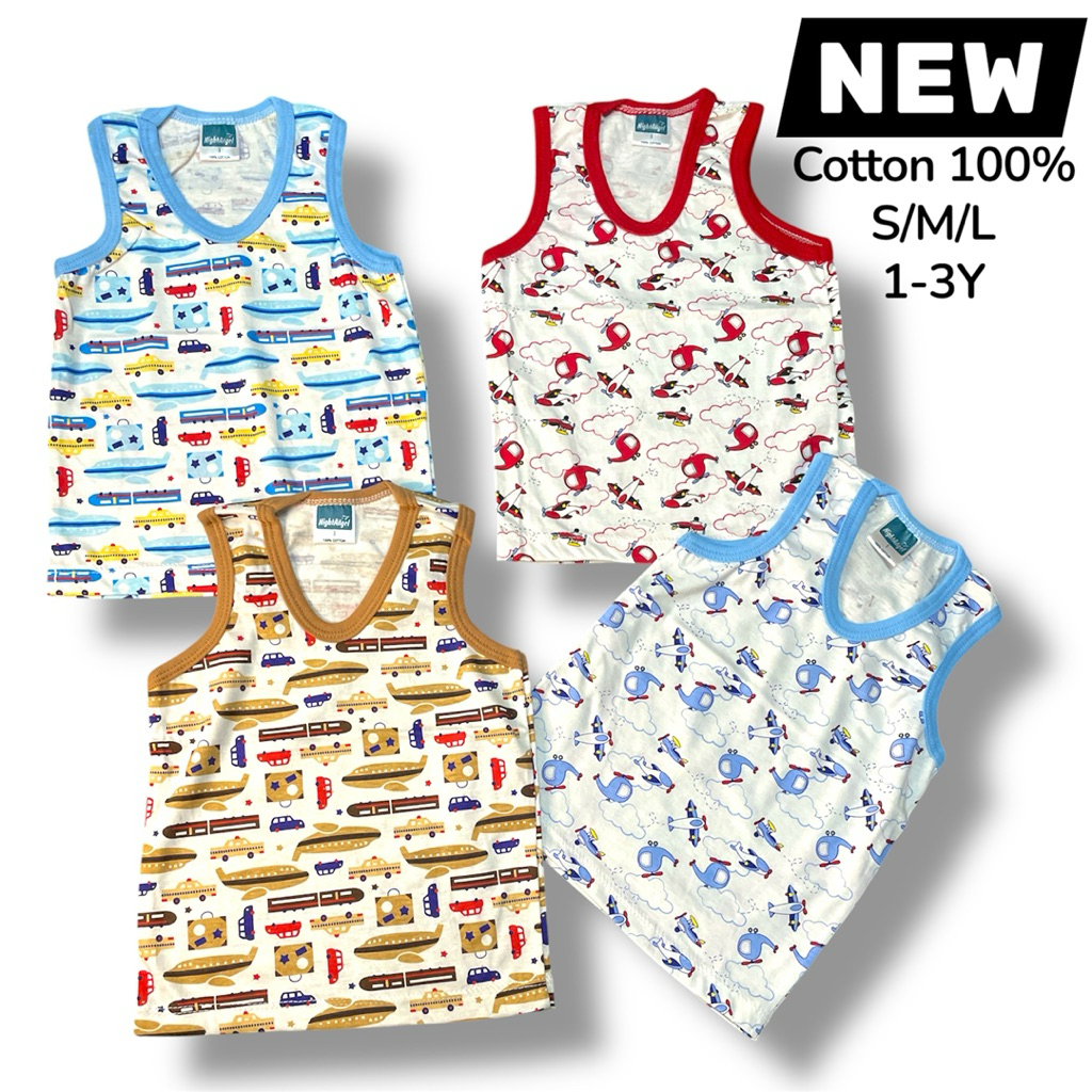 TS-3 เสื้อกล้ามเด็ก 1-3 ปี ผ้าคอตตอน 100% คละลายส่งใส่สบาย พิมพ์ลายทั้งตัว พน้อมส่ง