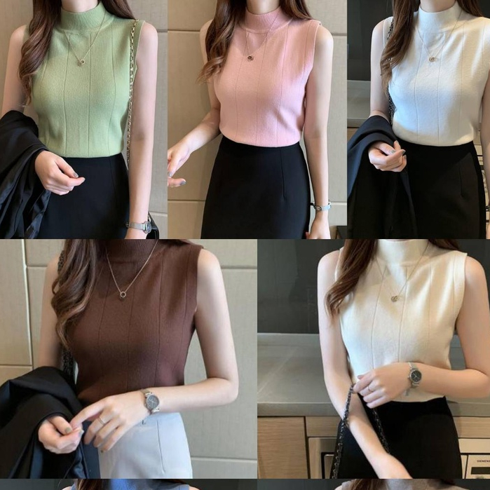 SHOP_MKL🌿เสื้อแขนกุดคอเต่า🥋🐢 สไตล์เกาหลีคอปกสูง#BX48