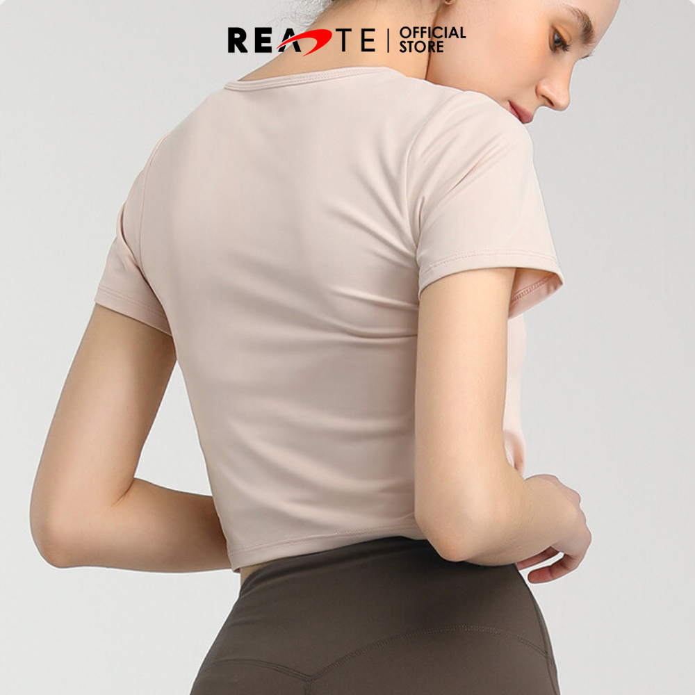 READTE เสื้อยืดออกกำลังกาย ใส่วิ่ง โยคะ TWIST FRONT ผ้านิ่มระบายอากาศดี SPORT WEAR — صورة 7