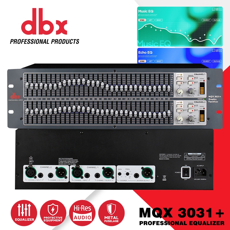 DBX MQX3031+ Equalizer Pre-Effects, Dual Channel 31-band Eq, การออกแบบเสียงรบกวนต่ำ