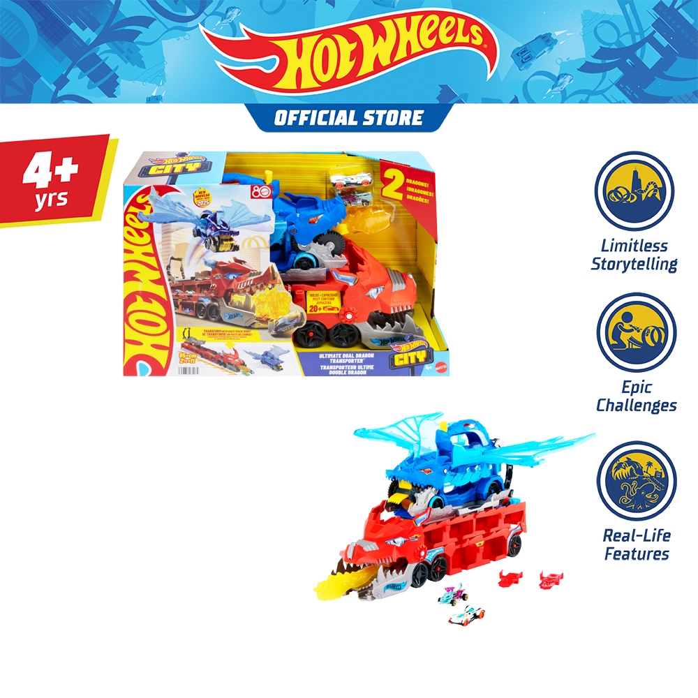 Hot Wheels City Ultimate Dual Dragon Hauler ฮอตวีลส์ ซิตี้ รถพ่วงมังกรคู่ JBM72