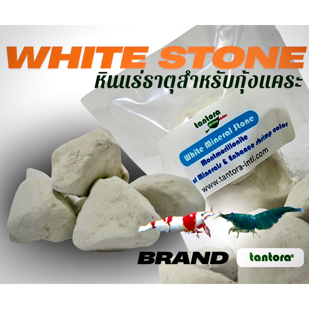 หินแร่ธาตุ กุ้งแคระ/เรดบี Tantora White Mineral Stone ปลดปล่อยแร่ธาตุ,ดูดซับสารพิษ และช่วยให้น้ำใส