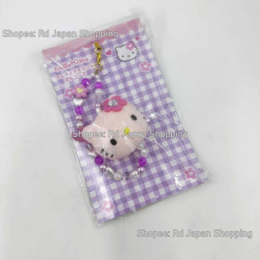 ของแท้ พร้อมส่ง Hello Kitty Sanrio หน้า คิตตี้ สีน้ำตาล สีขาว ห้อยโทรศัพท์ พวงกุญแจ ห้อยกระเป๋า ห้อยกุญแจ ชมพู่ โฟร์