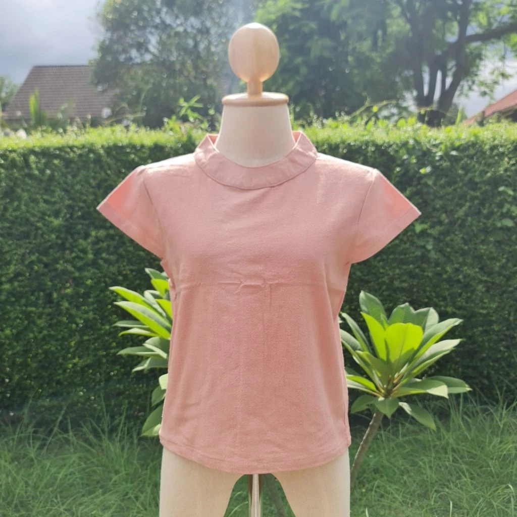 เสื้อผ้าฝ้ายขึ้นกบ คอปีน กระดุมหลัง ทรงสวย