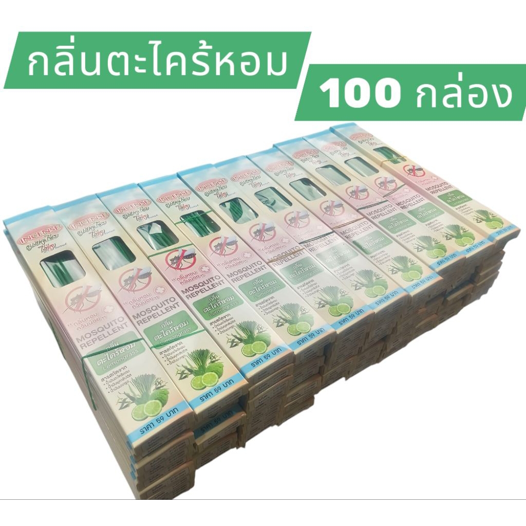 ธูปสมุนไพรไล่ยุง อินเซนส์ 100 กล่อง เขียวล้วน
