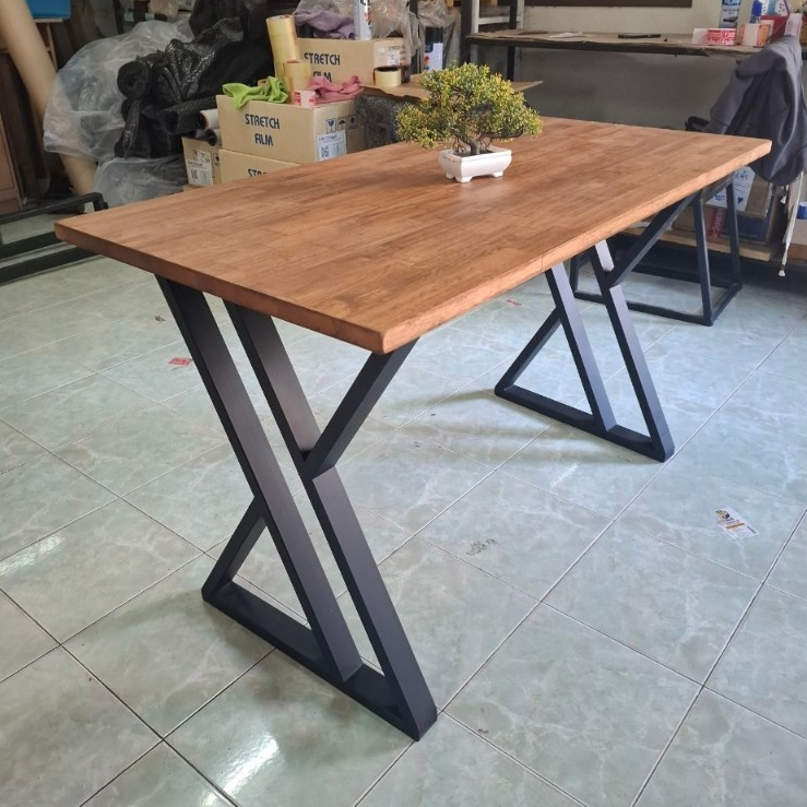 Pradoo'Siam โต๊ะทำงาน กินข้าว วางคอม เกมส์มิ่งTable Loft ท๊อปไม้ประสาน ไม้จริงสีวอลนัท ขาเหล็กสีดำด้าน แข็งแรง ทนทาน