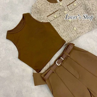 Lover's shop Set 4ชิ้น(เสื้อคลุม+เสื้อแขนกุด+กางเกง+เข็มขัด) คุ้มสุดๆค้าาา