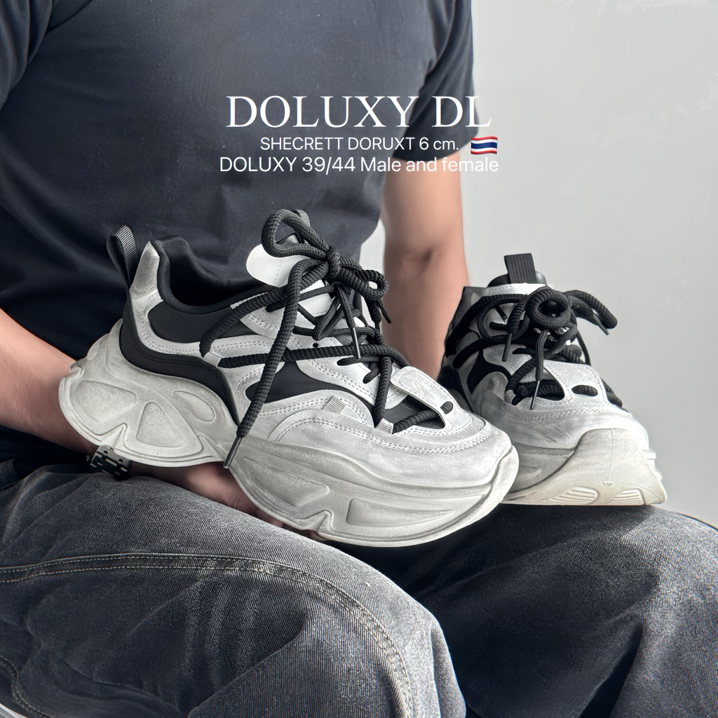 SHECRETT DOLUXY DL ( พร้อมส่งในไทย )รองเท้าผ้าใบเสริมส้น สูง6ซม. รองเท้าน้ำหนักเบา ใส่สบาย พร้อนส่งในไทย