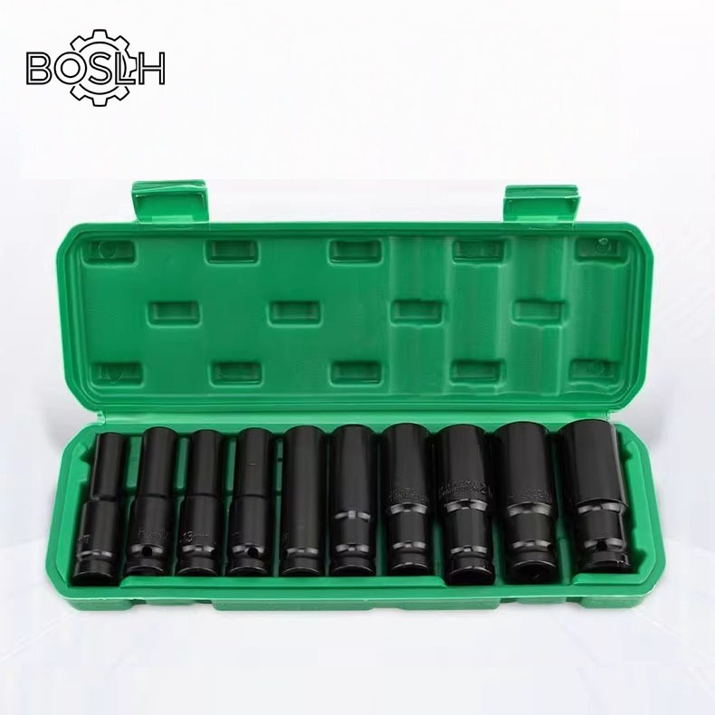 BOSLH ลูกบล็อก ลูกบล็อกยาว ลูกบล็อกลม ลูกบล็อกยาว10PCS หกเหลี่ยมด้านใน ปลอกประแจ ชุดลูกบล็อกยาว ชุดบล็อก ชุดประแจไฟฟ้า ล