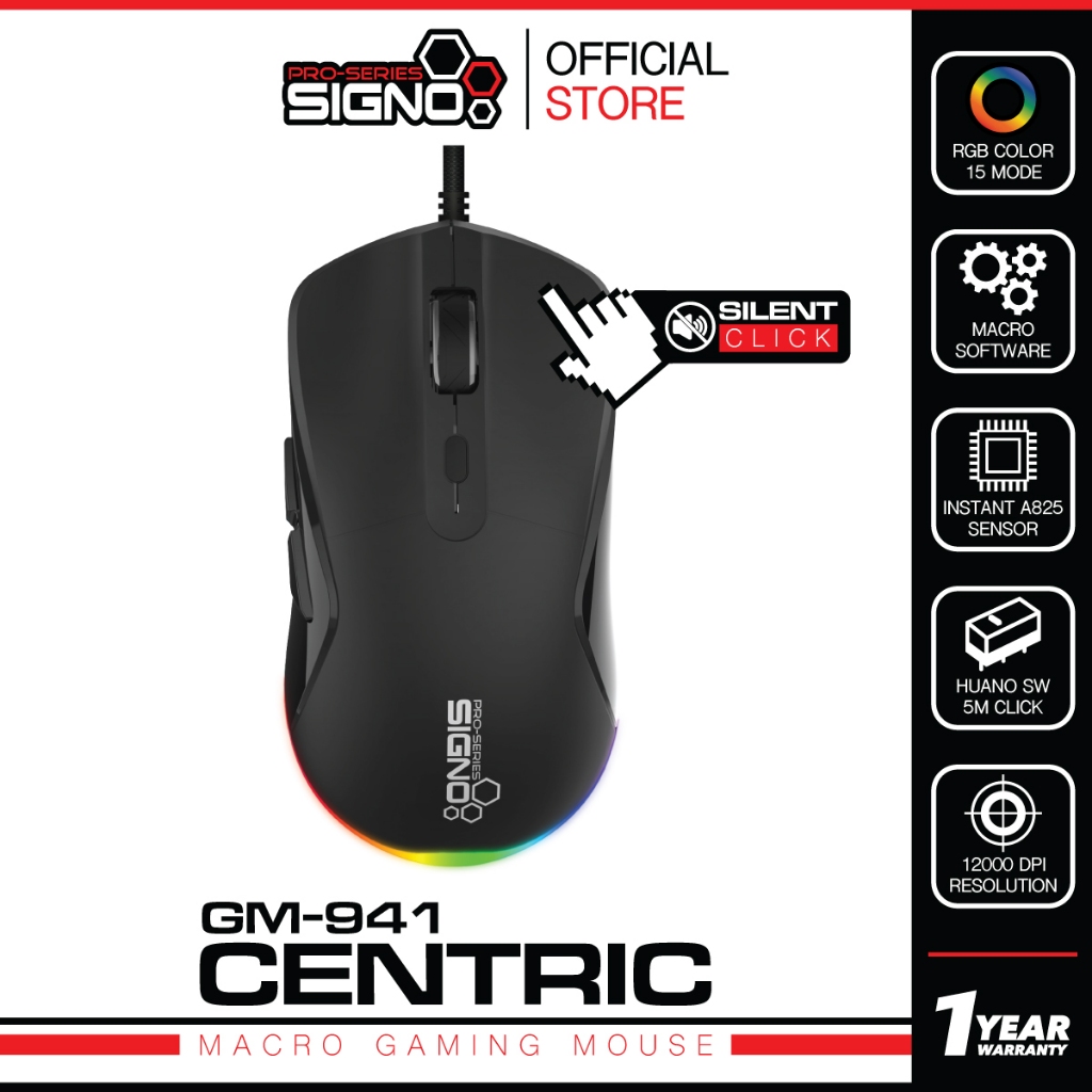 SIGNO Macro Gaming Mouse CENTRIC รุ่น GM-941 (เมาส์ เกมมิ่ง)
