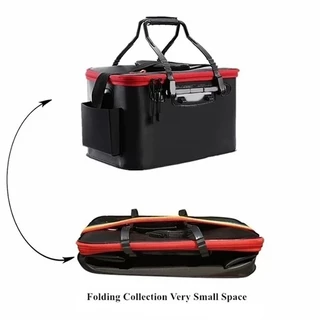 ถังใส่ปลา กล่องเก็บของแบบพกพาถังพับได้ถังน้ำสำหรับปลา ถังพับได้ถัง EVA ความจุสูง PanBasin Tackle กระเป๋าเก็บ