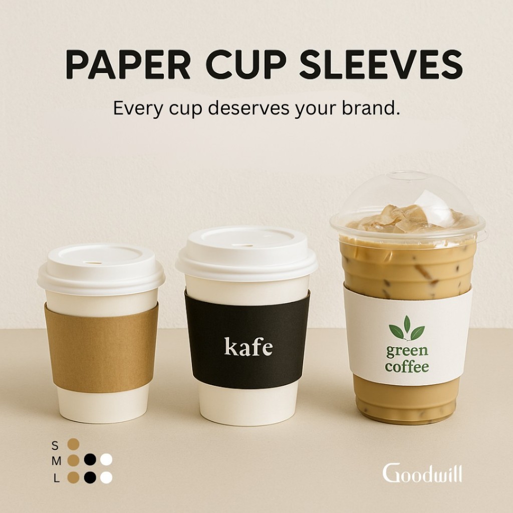 แบบแพ็ก [100ชิ้น] ปลอกสวมแก้วกระดาษแบบลูกฟูก กันความร้อน SLEEVE