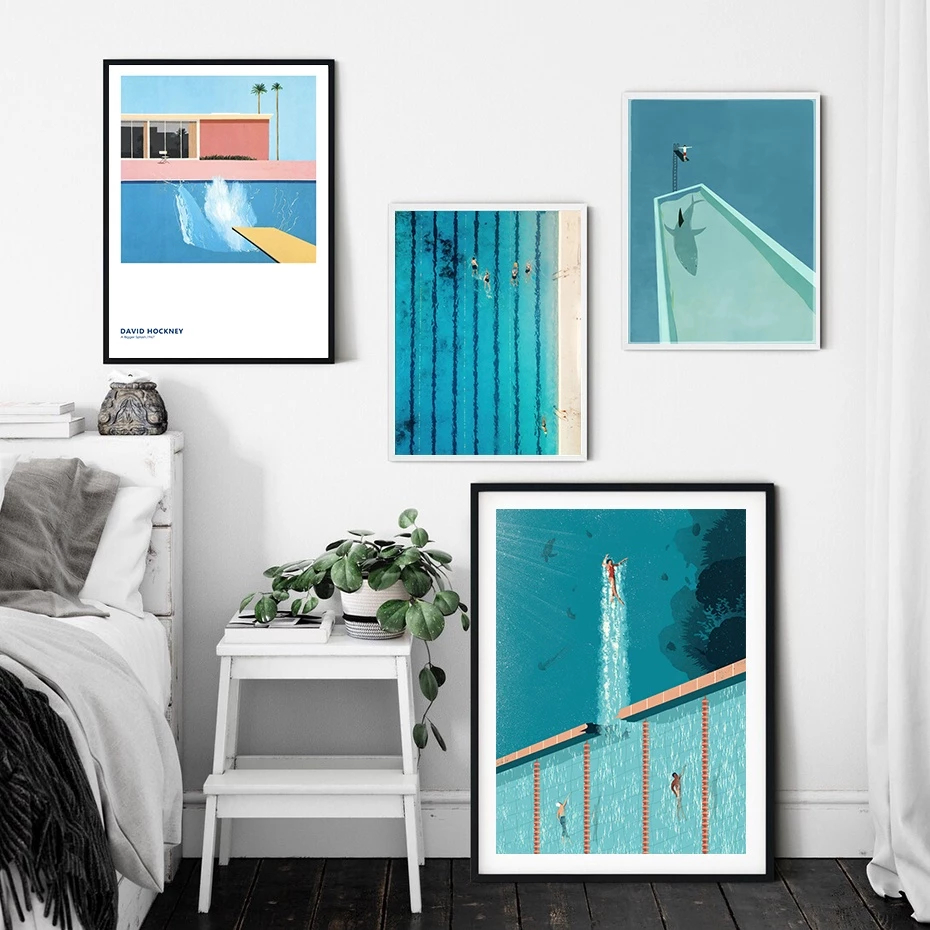 (พร้อมส่งจากไทย ภาพรวมกรอบ)ลาย Abstract Inspiring สระว่ายน้ำ สําหรับตกแต่งผนังบ้าน ออฟฟิศ สําหรับตกแต่งผนัง