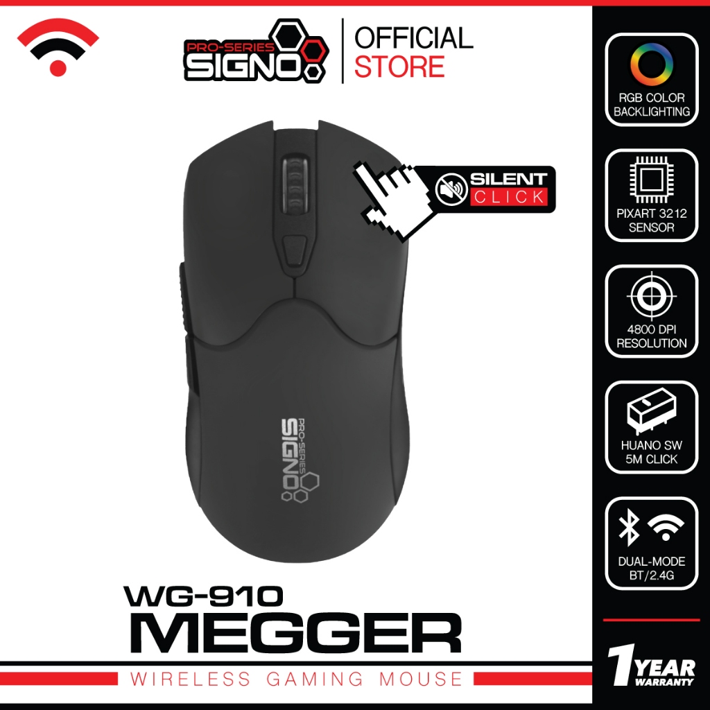 SIGNO WG-910 MEGGER เมาส์เกมมิ่งไร้สาย RGB