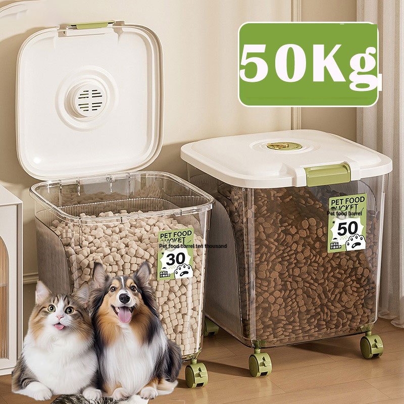 🐕กล่องใส่อาหารสัตว์เลี้ยง กล่องใส่อาหารสุนัข ป้องกันความชื้น ความจุขนาดใหญ่ 5/10/15/25 กก ฝาล็อคแน่น