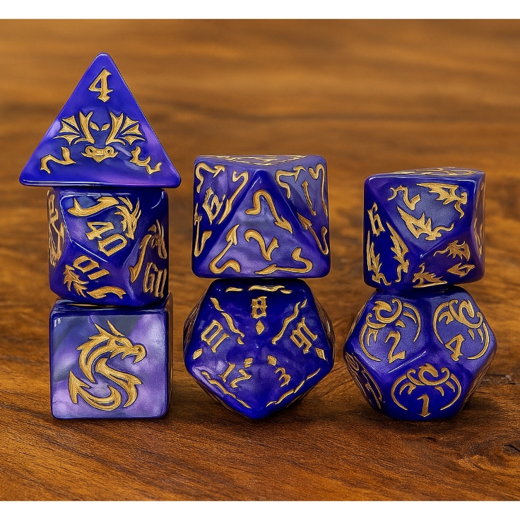 Amethyst Dragonstone Dice Set of 7 | ลูกเต๋า Dice For DnD D&D MTG RPG TRPG เกมกระดาน บอร์ดเกม Game ไพ่ทาโรต์ Magic เมจิก