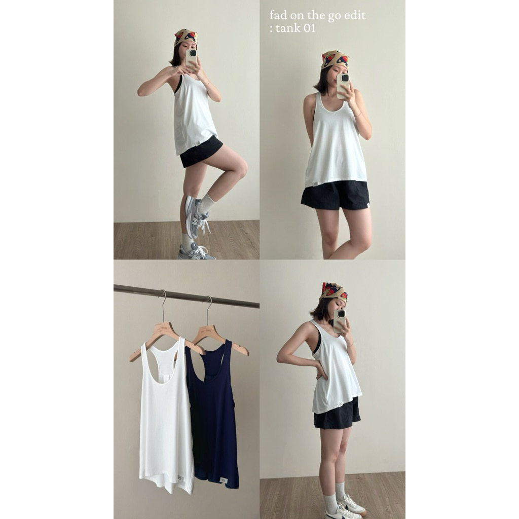 FADTHINGS : TANK01 (white / deep blue ) fad on the go 🏃🏽‍♀️💨
