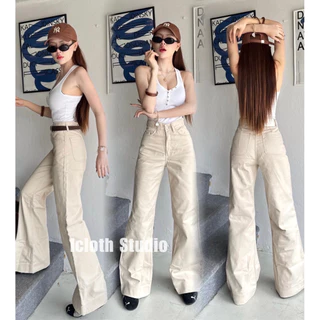 Brick Brown Jeans🤎 กางเกงยีนส์ผู้หญิง ทรงกระบอกปลายขาม้า ยีนส์ผ้าสี ผ้าไม่ยืด เอวสูง ทรงสวย