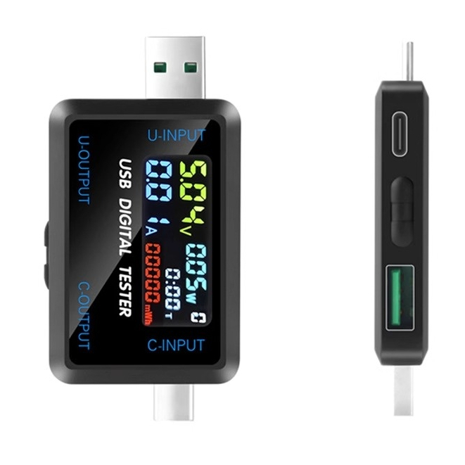 DC 4.5~36V 0-8A อุปกรณ์ทดสอบความจุไฟฟ้าแบบแสดงผลด้วยตัวเลขพร้อมช่องเชื่อมต่อ USB-C