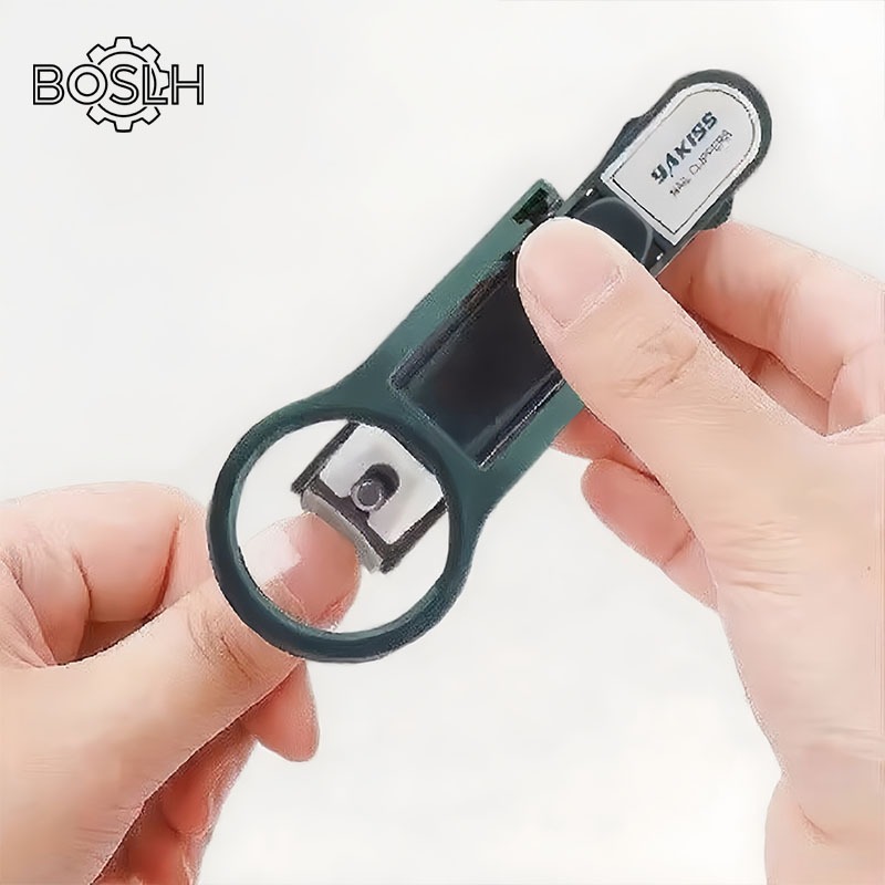 BOSLH กรรไกรตัดเล็บสร้างสรรค์พร้อมแว่นขยายสําหรับเล็บสแตนเลสป้องกันการกระเด็นที่ใช้งานได้จริง