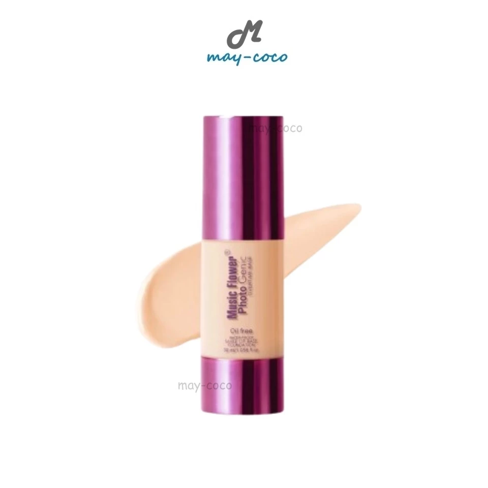 ถูก/แท้/มีไลฟ์ รองพื้น Music Flower Photo Genic Overtime Base Oil Free Foundation รองพื้นเนื้อครีม คุมมัน กันน้ำ