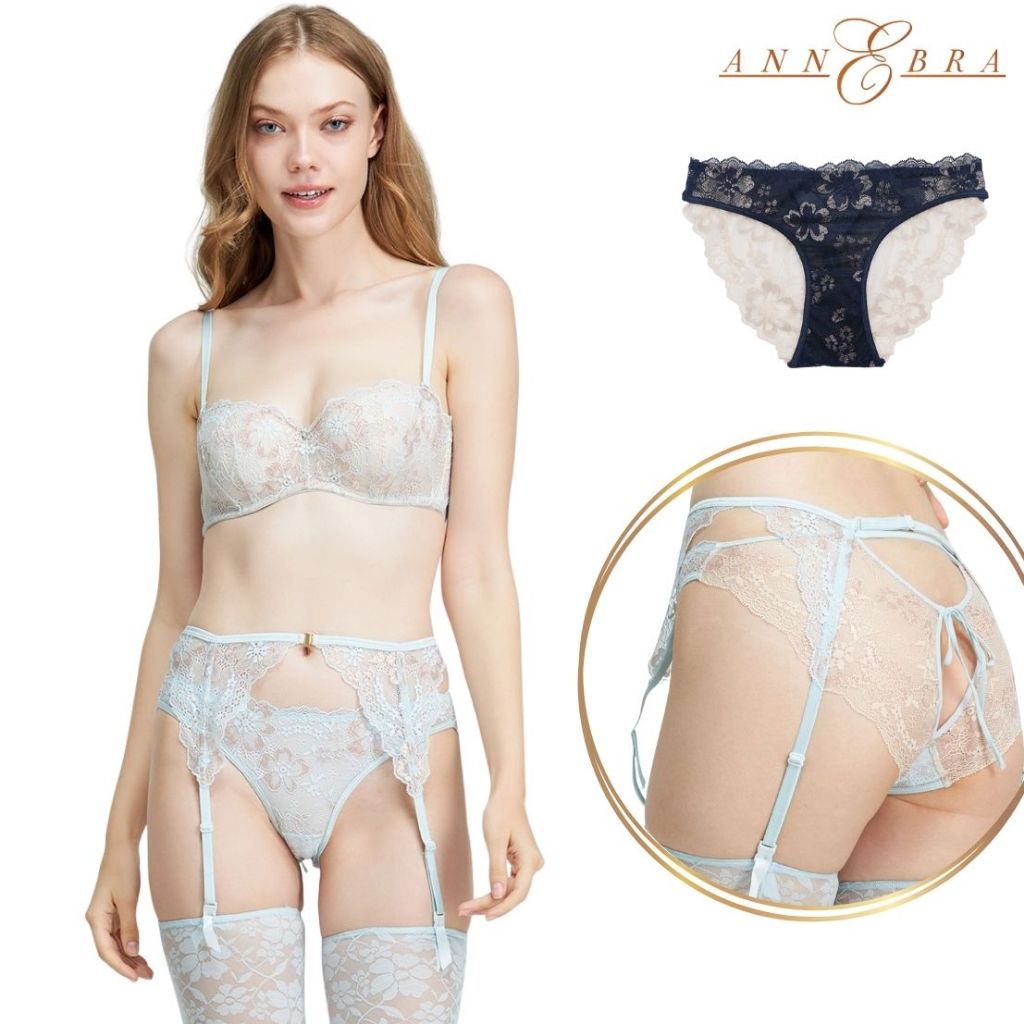 Annebra กางเกงใน ทรงบิกีนี่แฟชั่น ผ้าลูกไม้ยืด Bikini Fashion Lace Panty รุ่น AU3-057