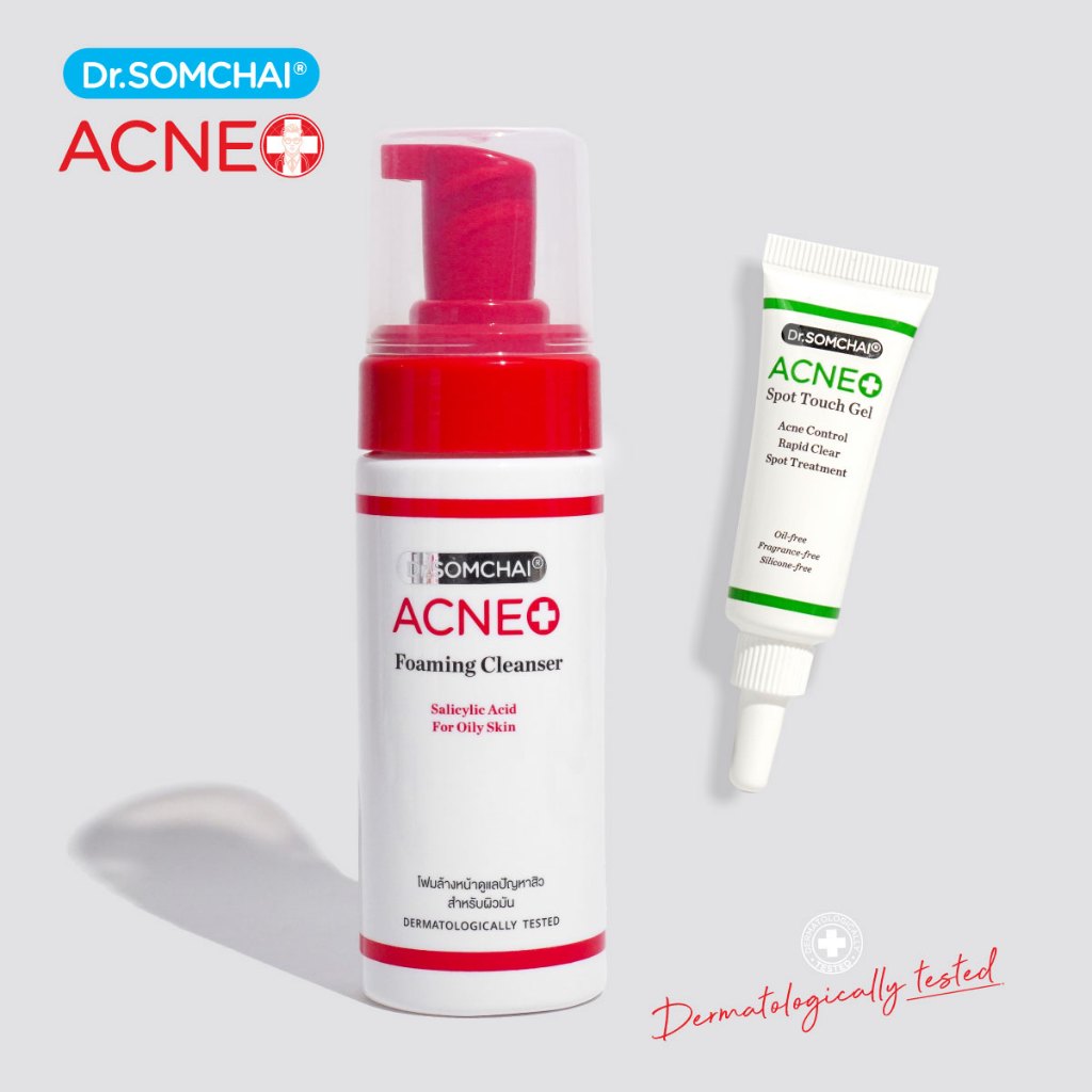 Dr.SOMCHAI Acne Cleanser 150 ml + Acne Spot Touch Gel 4g  ดร.สมชาย แอคเน่ โฟมล้างหน้า + เจลแต้มสิว (ราคาพิเศษ)