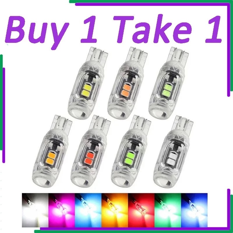 【ซื้อ 1 แถม 1】2 ชิ้น หลอดไฟ LED T10 ไฟเลี้ยว ไฟท้าย ไฟกระพริบ สว่าง สำหรับขับขี่กลางคืน