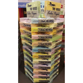 [📌มีส่งด่วนทันที]กระดาษถ่ายเอกสารสี ปอนด์สี TWO HORSES 80g ตราม้าคู่ขนาด A4 บรรจุ 500 แผ่น